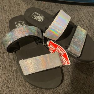 Vans Metallic Cayucas slides! New with tags!